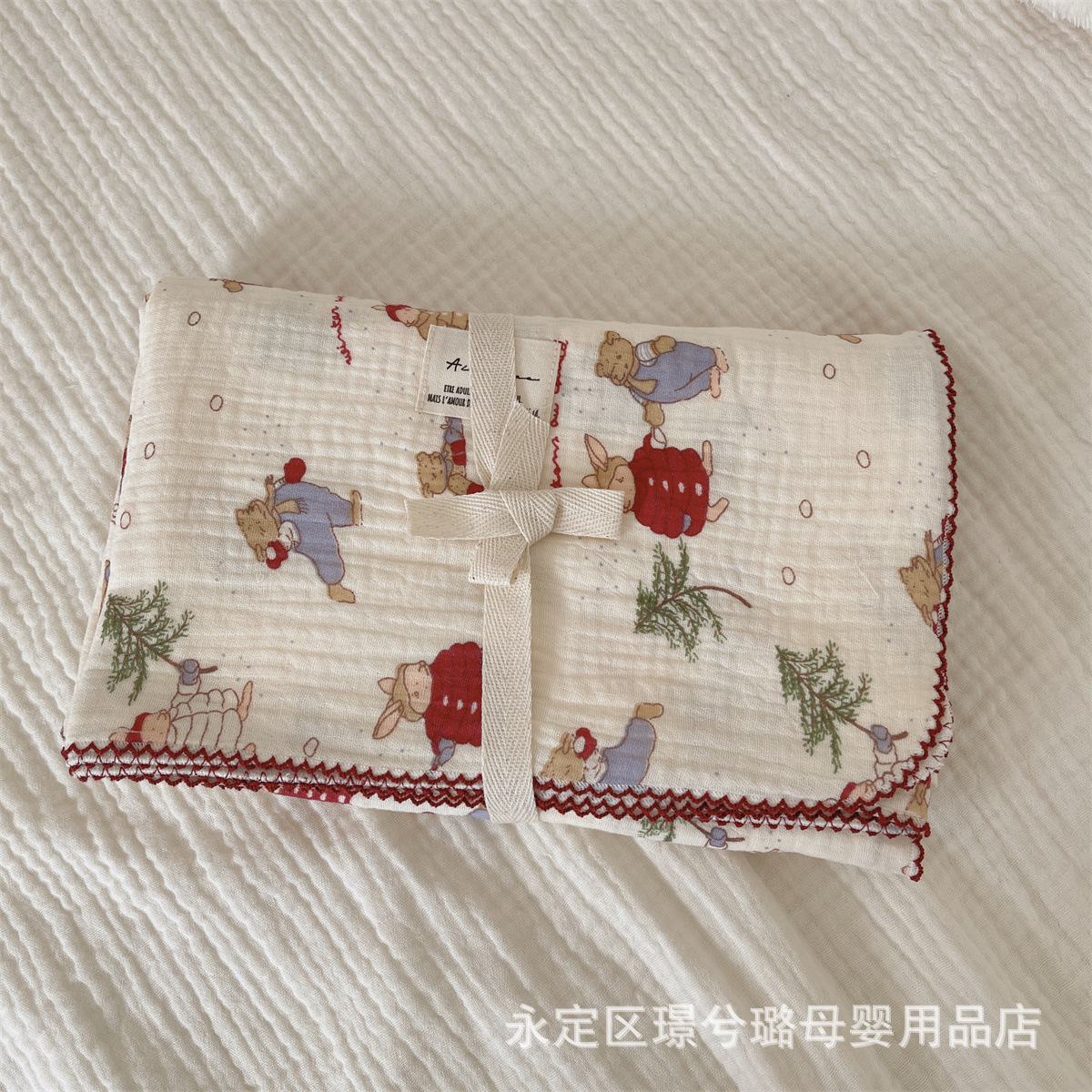 Picture of ins floral Korean style double-layer cotton yarn cotton baby blanket quilt towel bath towel soft glutinous cotton blanket
