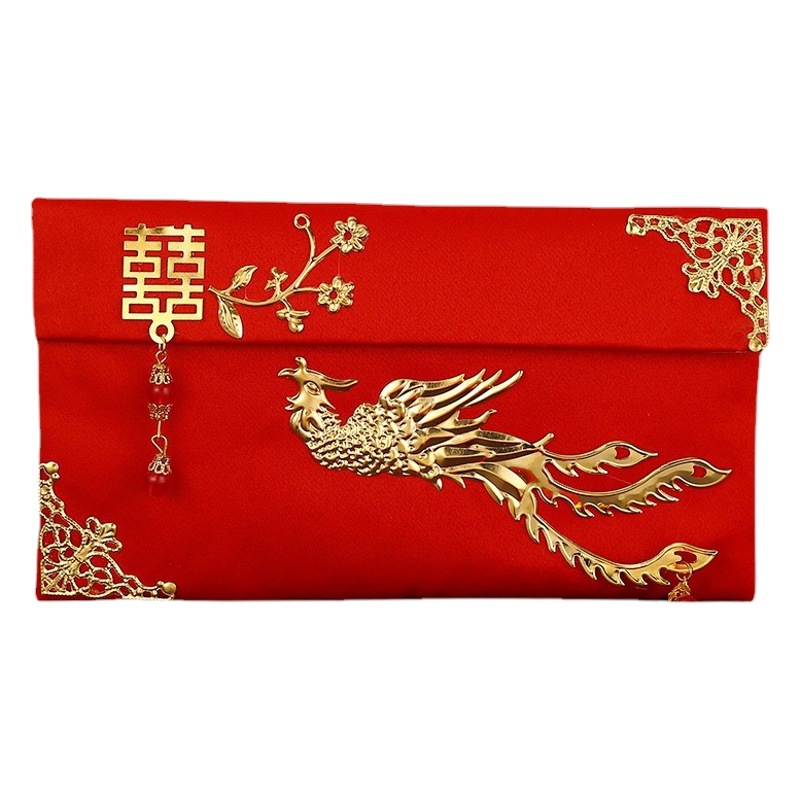 Hongxin Fabric Red Envelope Wedding Changed to Tea Engagement Bonus Gift Metal Embroidery 10,000 Yuan Brocade Seal