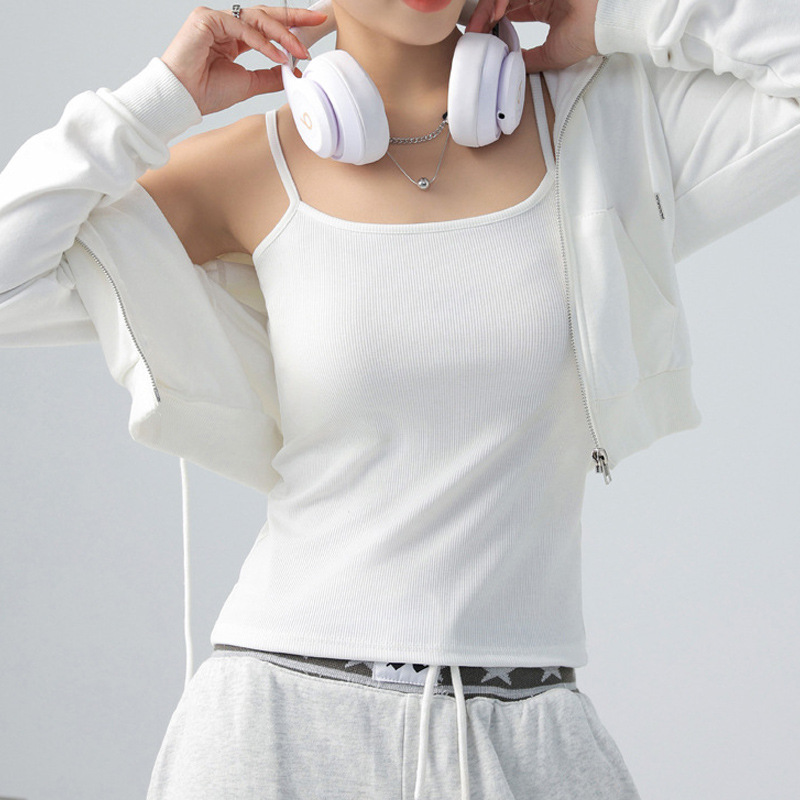 Picture of Women's Summer Thin White Outer Wear Small Vest Large Size Anti-slip Ice Silk Thread Cotton Inner Base Top