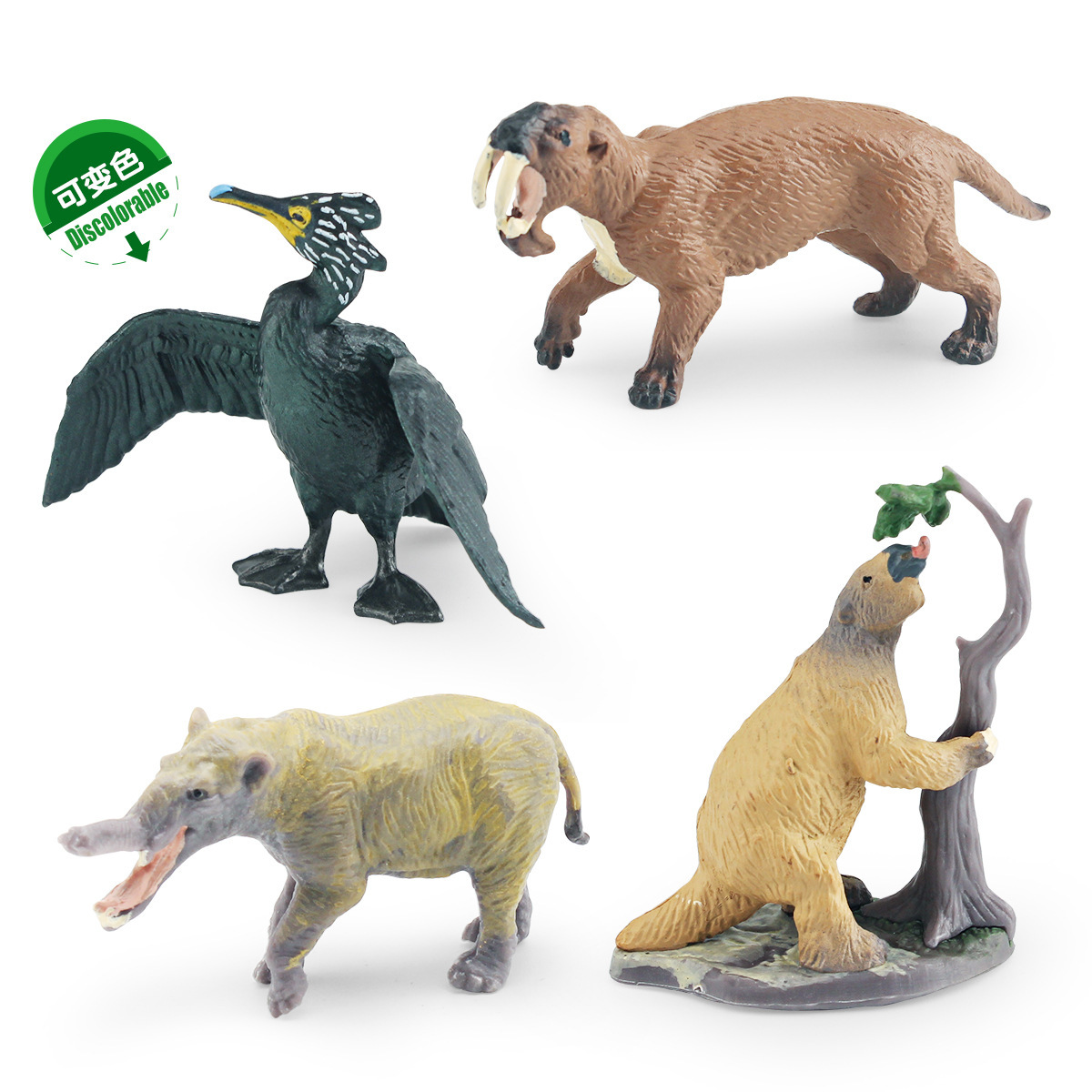 Children's cognitive simulation bag saber-toothed tiger shovel tooth statue White Ling Earth otter wild extinction animal model ornaments