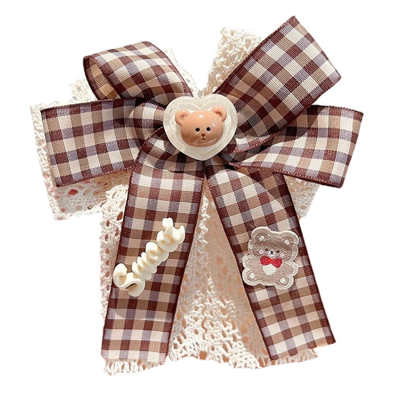 Children's Bow Hairpin Girls' Back of Head Latticed Net Red Cute Flower Hairpin Girls' Headdress Hair Band Hair Accessories