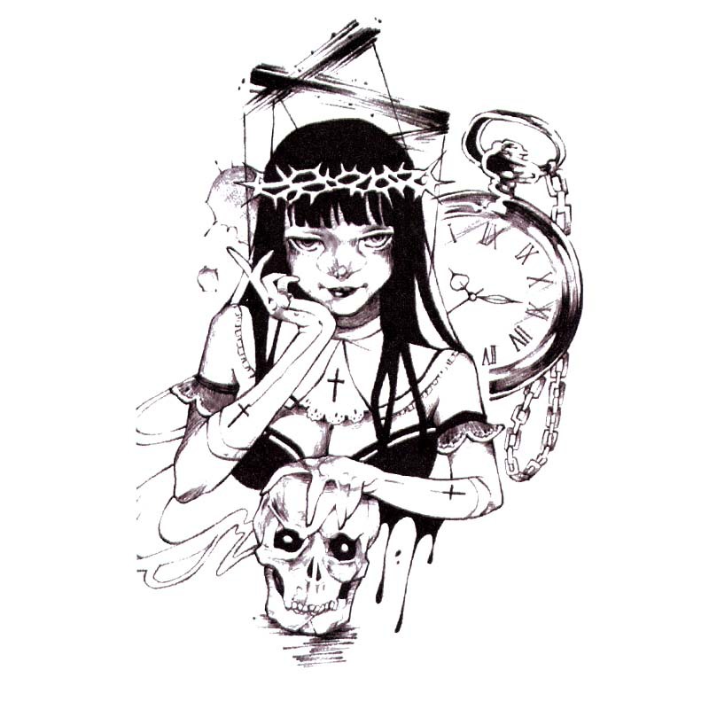 Picture of Diablo Tattoo Sticker Women's Waterproof Lasting European and American Violence Lori ins Cute Cartoon Flower Arm Non-Reflective Anti-Han