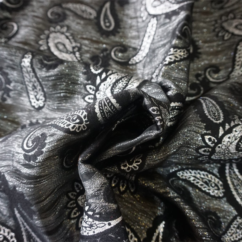 New Chinese Song Jin Cashew Flower High-end Gold Silk Jacquard Fabric Women's Dress Dress Luggage Clothing