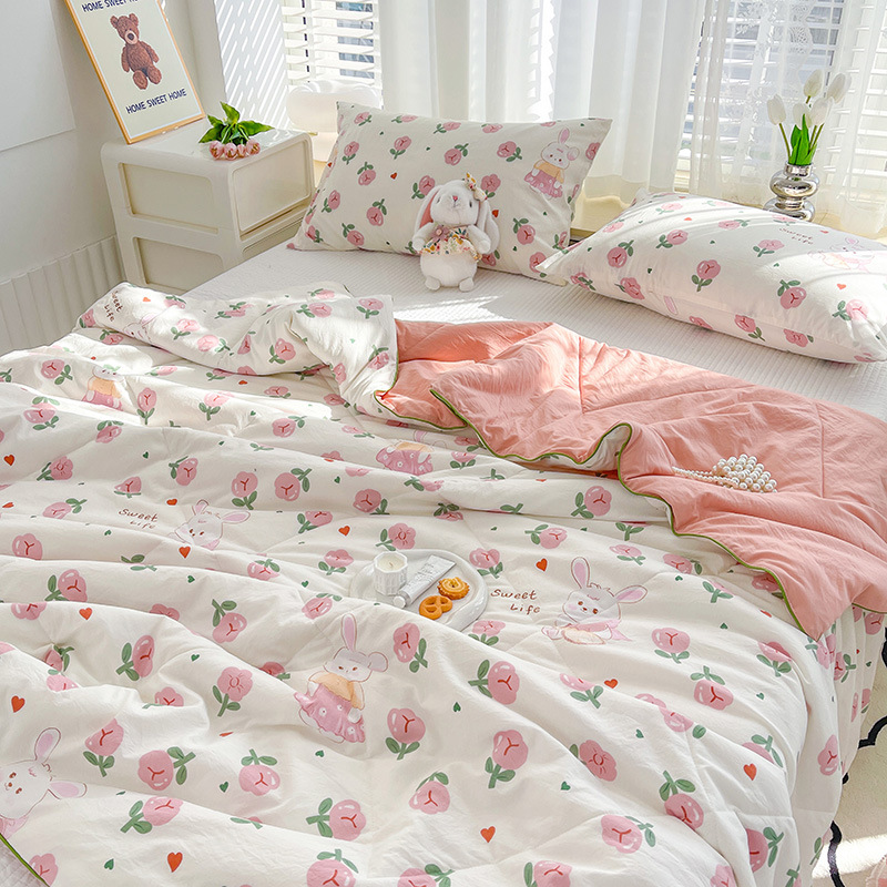 Picture of ClAss A WAshed Cotton Summer Cool Quilt ins Style Summer Soy Fiber Summer Quilt MAchine WAshAble Skin-friendly Air-conditioned Quilt WholesAle Group PurchAse
