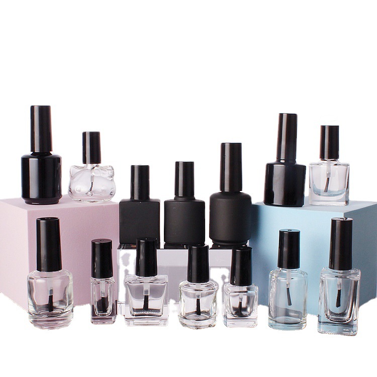 Picture of Wholesale 5ml-15ml transparent nail polish bottle black skull nail polish glass bottle empty bottle with brush