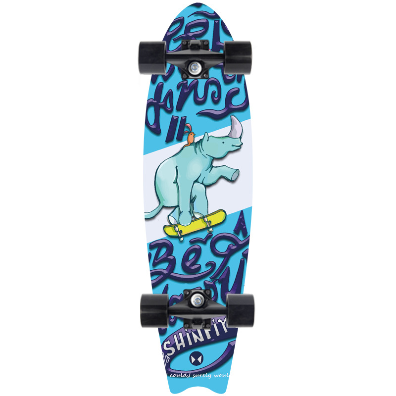Picture of 28 inch maple small fish Board children Brush Street road beginners four-wheel skateboard single rocker skateboard