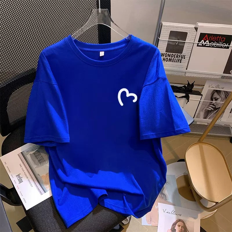 White Short-sleeved T-shirt Women's Round Neck 2023 Summer New Loose plus size T-shirt White Half-sleeved Top Ins Trendy