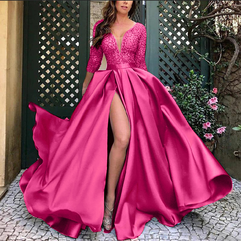 Picture of 2025 New European and American Export Women's Clothing Independent Station Lace Sequin Large Hem Sexy Long Skirt Trailing Banquet Evening Dress