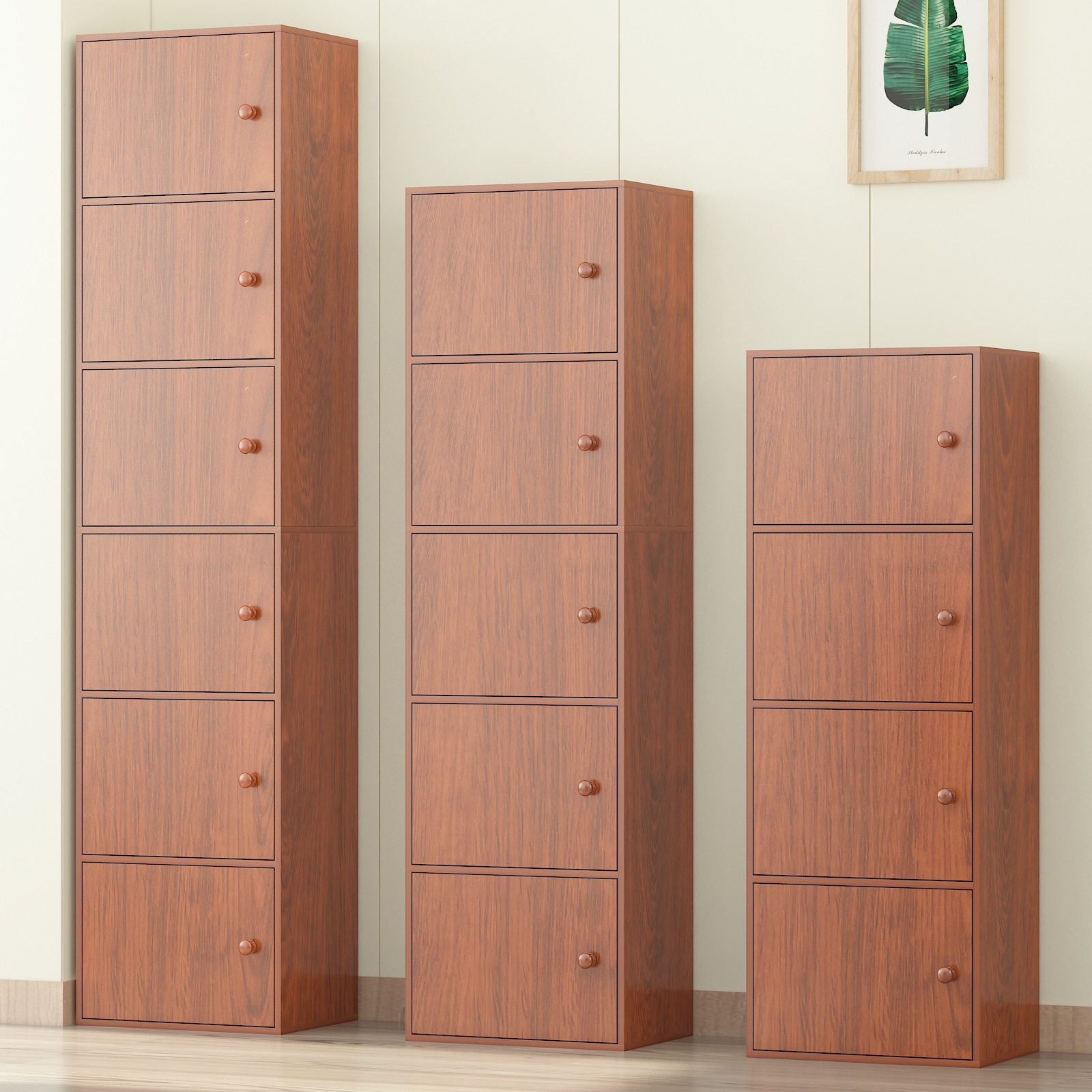 Large Wooden Simple Cabinet Storage Cabinet Bookcase Bookshelf Children's Storage with Door Combination Storage Simple and Modern