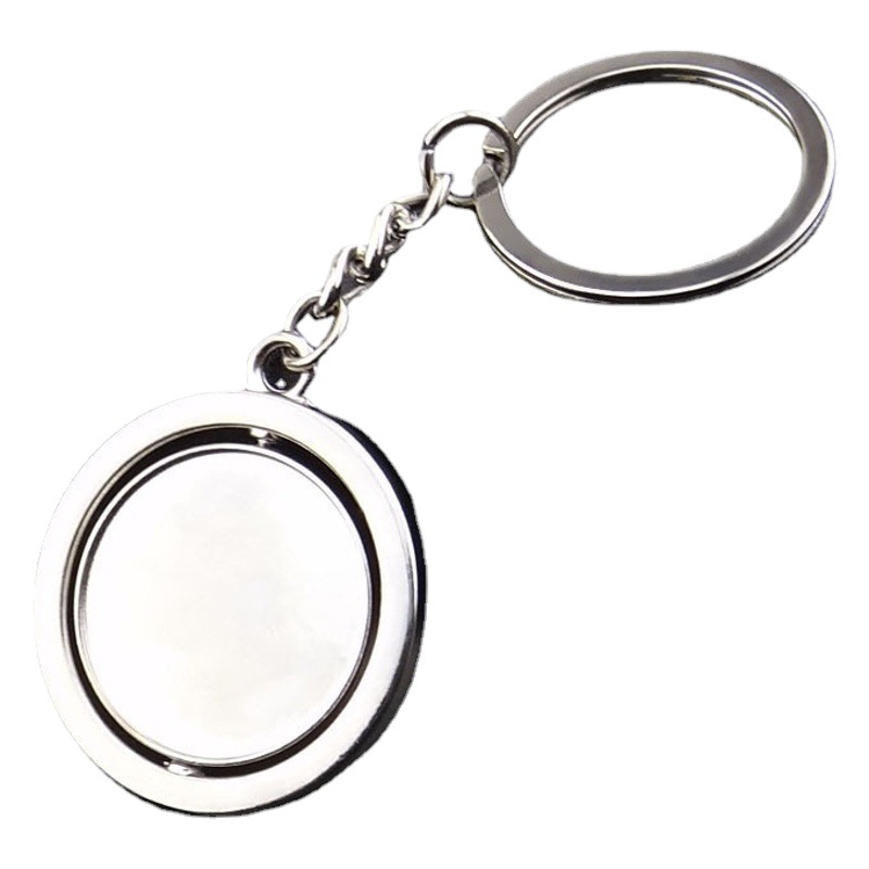 Creative metal rotating key chain double-sided blank key chain lettering advertising logo school badge student gift key