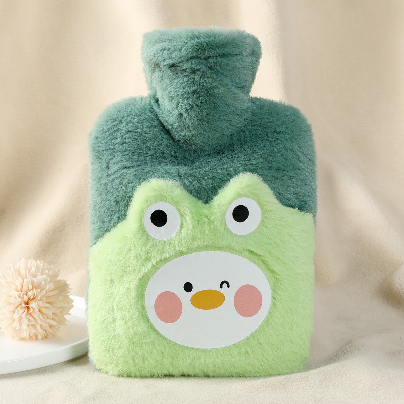 Picture of Rabbit Fur Hand Warmer Bag Filled with Water Hot Water Bottle Cartoon Plush Hand Warmer Hand Warmer Removable and Washable Hot Water Bag Thickeneded Explosion-Proof