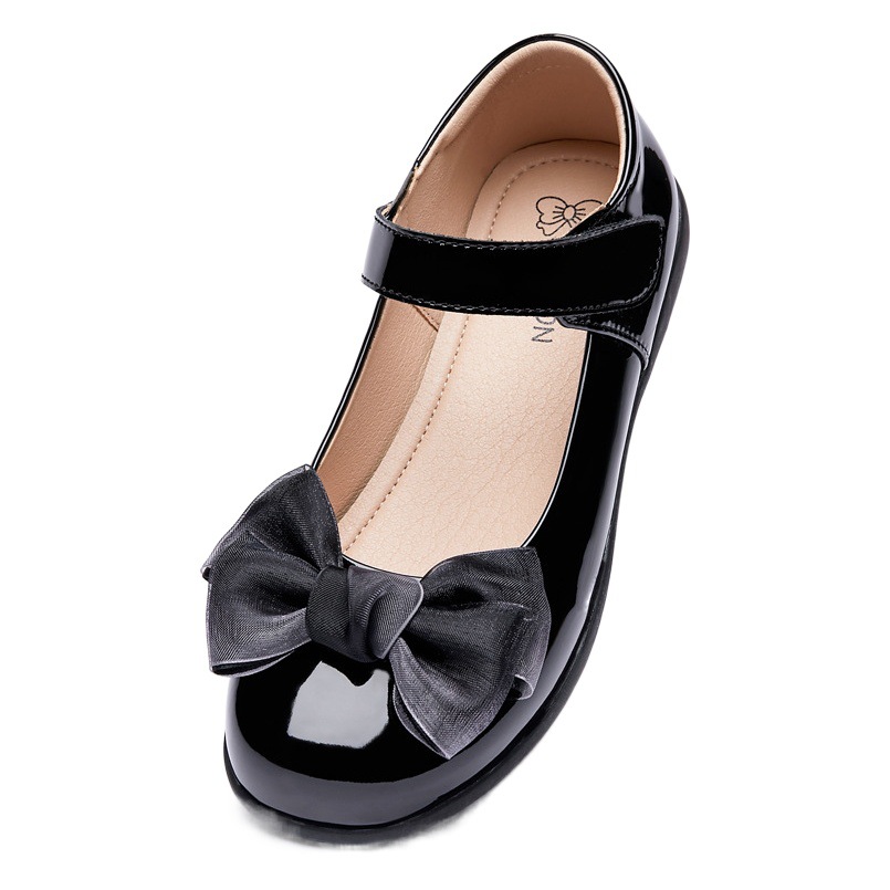 Children's Leather Shoes Black 2025 Spring New Soft Sole Middle and Large Children Students School Shoes Girls Performance Princess Shoes