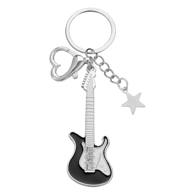 High quality hanging plated cross-border dedicated y2g hot girl guitar retro trendy five-pointed star niche bag key pendant