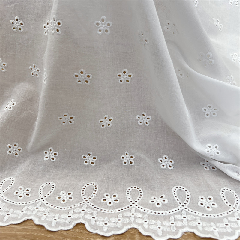 Picture of in stock Cotton Lace Hollow Embroidered Fabric Cotton Perforated Clothing Skirt DIY Water Soluble Lace Embroidered Fabric