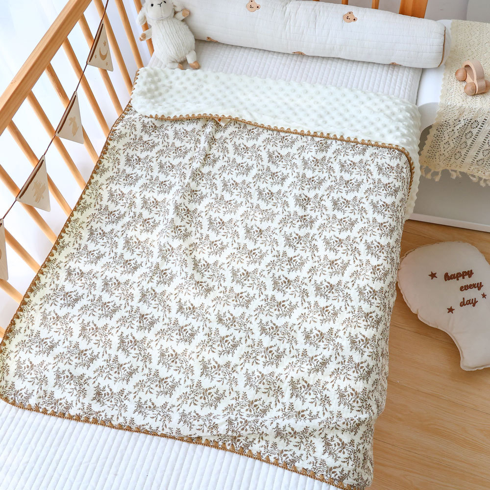 Baby Doudou Blanket Autumn and Winter Style Gauze Cartoon Newborn Blanket Soft and Comfortable Baby Blanket Kindergarten Children's Blanket