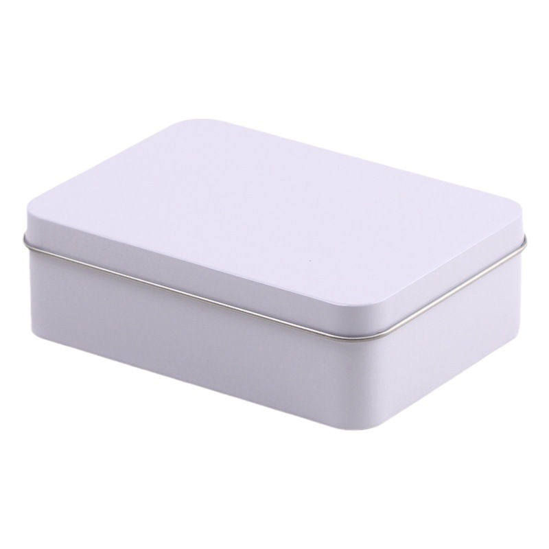 Tinplate box creative DIY peripheral card cookie white storage box metal rectangular iron box packaging