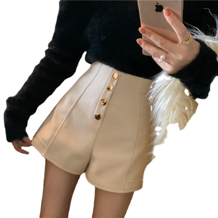 Picture of Breasted Shorts Women's Royal Sister Style High Waist Hip Slit A- Line Skirt Shorts Summer Hot Girl Sexy Casual Hot Pants