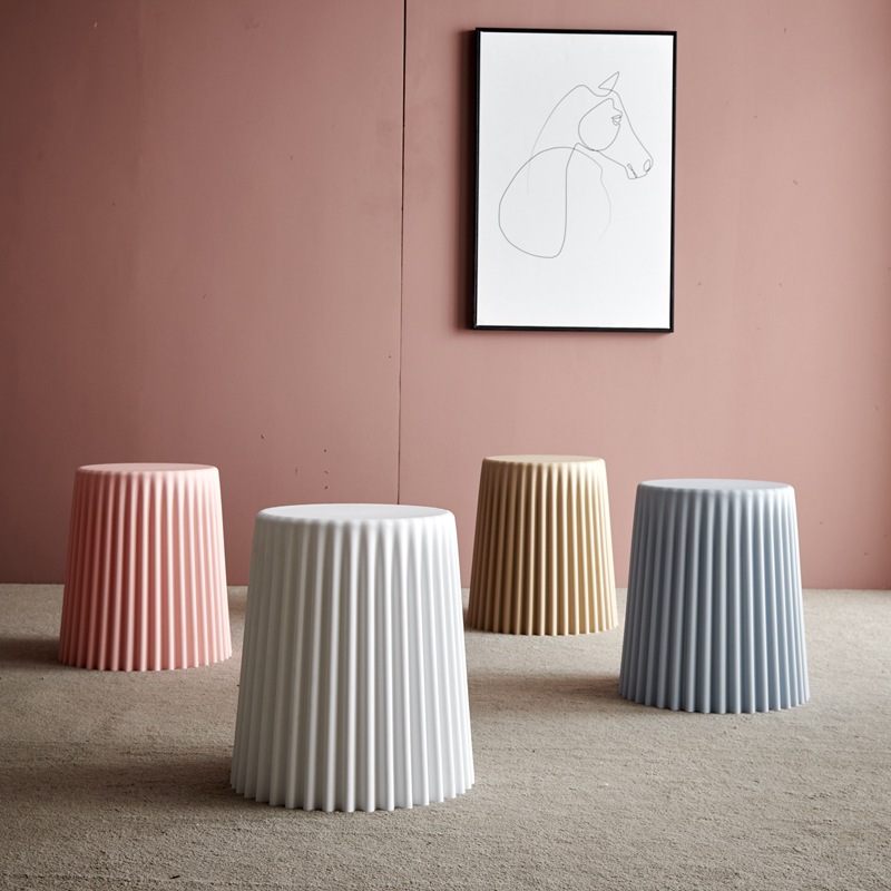 Nordic creative plastic stool home thickened living room plastic small stool cooked rubber round stool simple makeup dressing stool