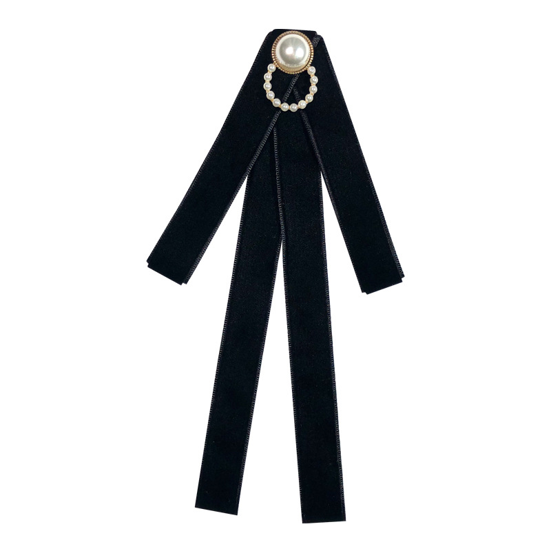 Picture of Small wholesale South Korea ribbon solid color pearl velvet bow tooling collar flower bow female jk shirt uniform