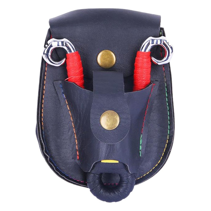 Outdoor slingshot bag steel ball integrated black brown leather bag durable non-deformation boutique leather case sports waist bag toy
