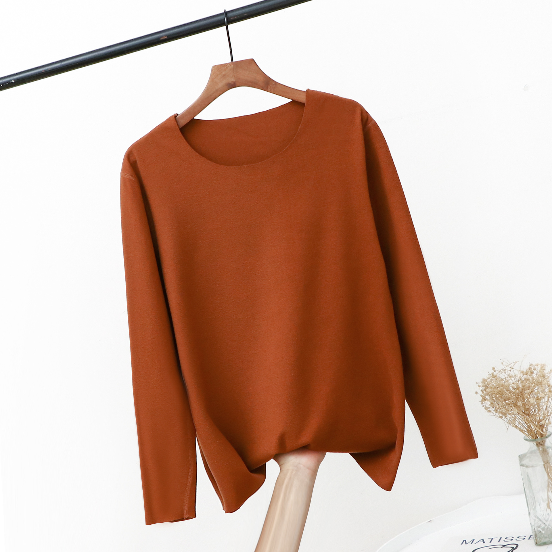 Picture of Add fat to increase the size of fat MM200 kg seamless velvet crew neck bottoming shirt long sleeve thermal underwear jacket women's autumn clothing