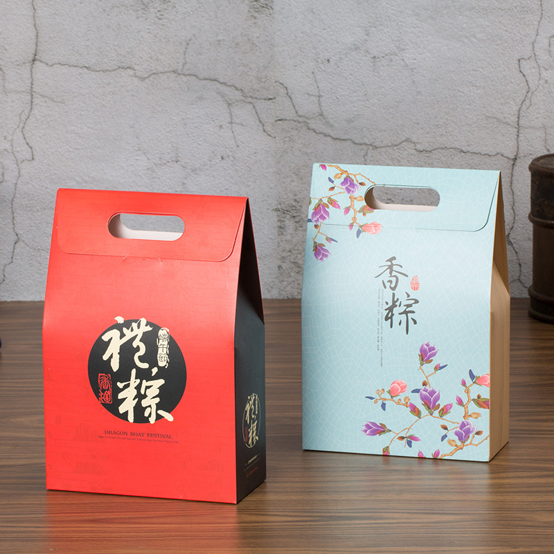 Dragon Boat Festival handmade zongzi gift box outer packing box hand gift simple handbag salted duck egg gift box empty box wholesale