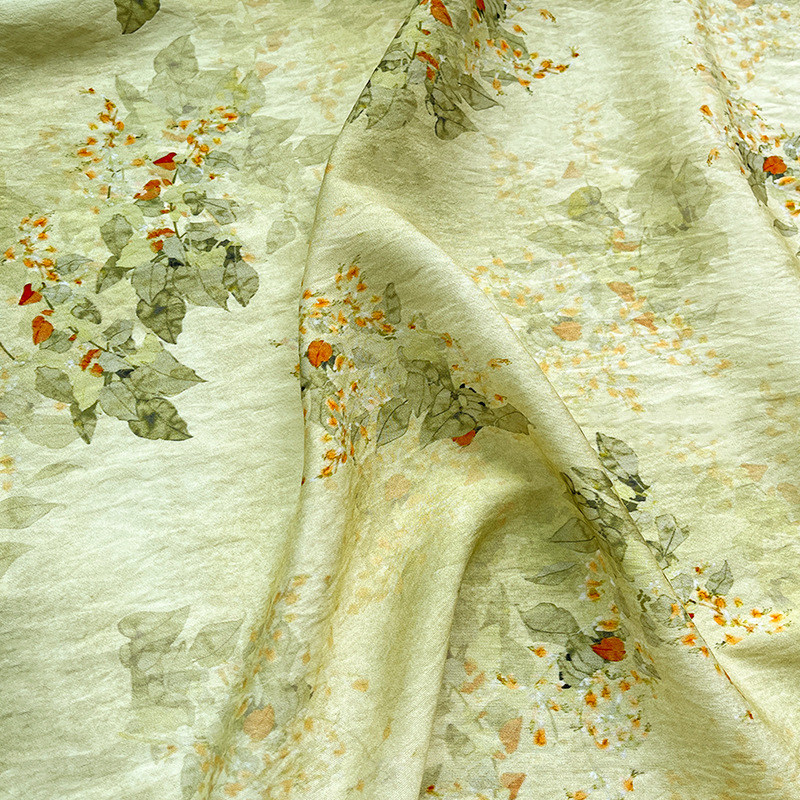 Picture of Heart-Shaped Leaf Jacquard Cotton Fabric New Chinese Style Digital Print Ethnic Style Cheongsam Dress Top Hanfu Fabric