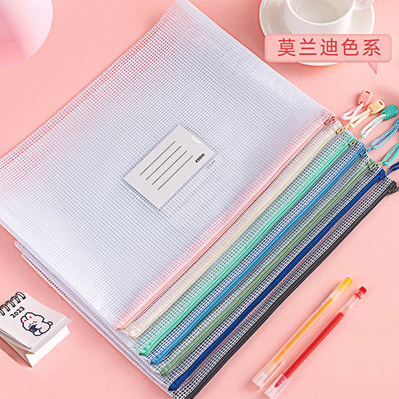Picture of A4 Thickened Grid Document Bag Student Subject Classification Bag PVC Transparent Waterproof Zipper Storage Bag Information Bag