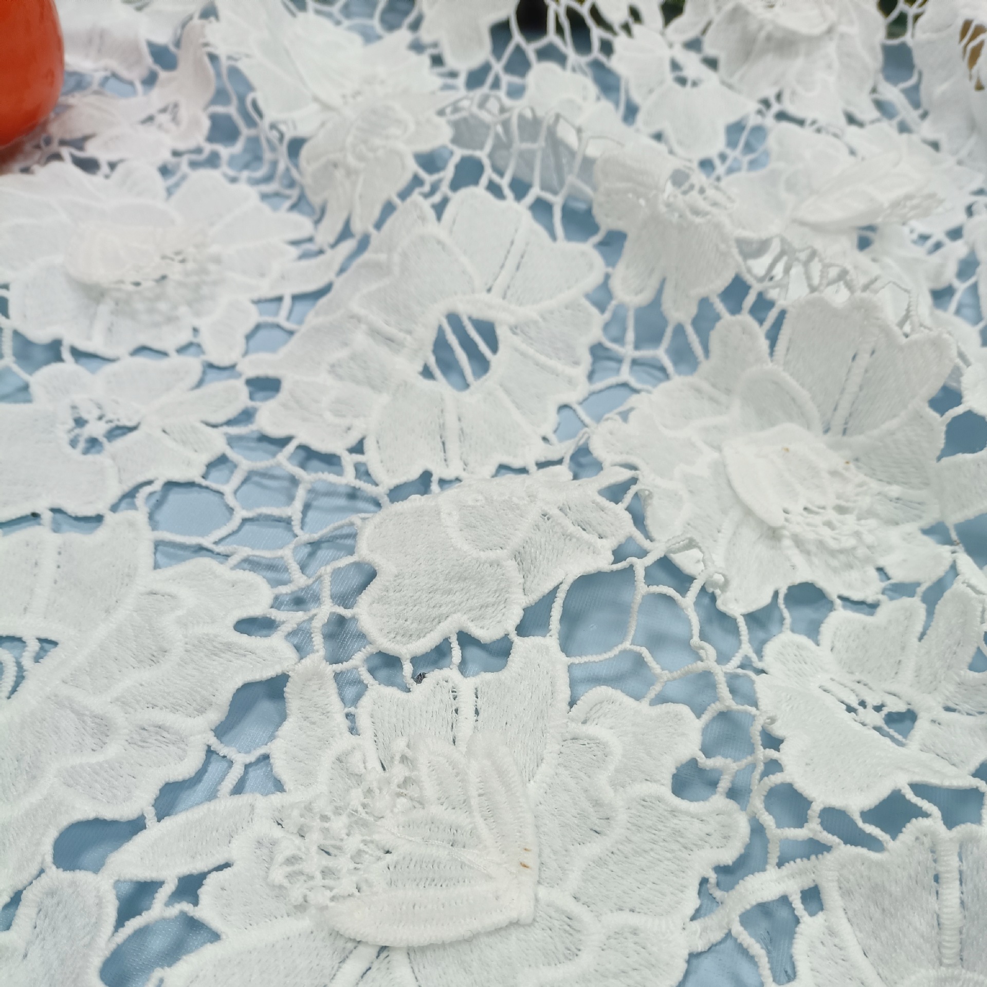 3D Three-Dimensional Hollow fabric water soluble white embroidered wedding dress classic fashion Plaid geometric pattern bag wedding gauze