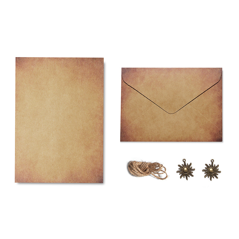 Picture of A5 Handwritten Love Letter Printable LOGO Advanced Sense Metal Kraft Paper Retro Envelope Letterhead suit Confession Letterhead