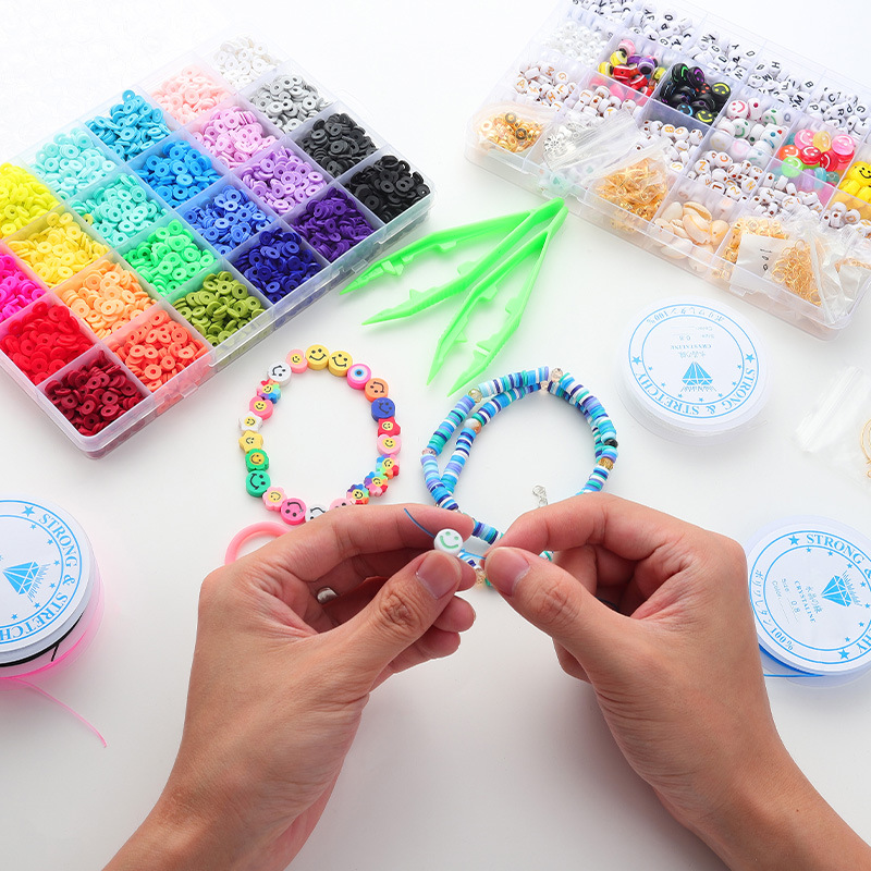 Picture of Cross-border hot sale soft pottery diy jewelry material suit beads children's educational bracelet beaded toy gift box