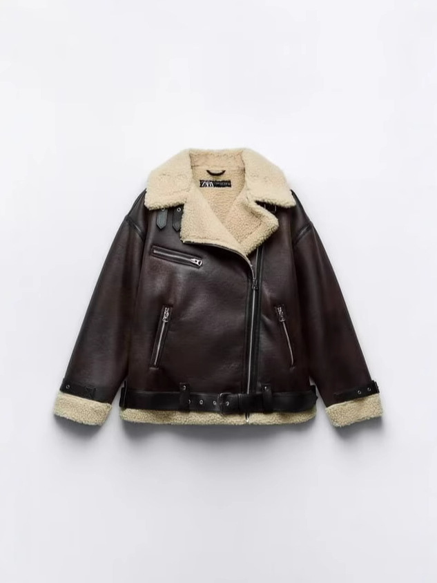 Cross-Border European and American Style Fashion New Women's Motorcycle Style Fur One-Piece Double-Sided Jacket, Fashionable and Versatile