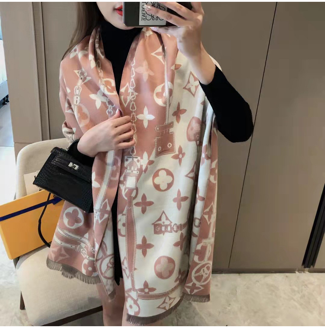 Picture of 2024 New Fashionable Big-Name Versatile Orange High-End Wool Cashmere Shawl Scarf for Women Winter Dual Use