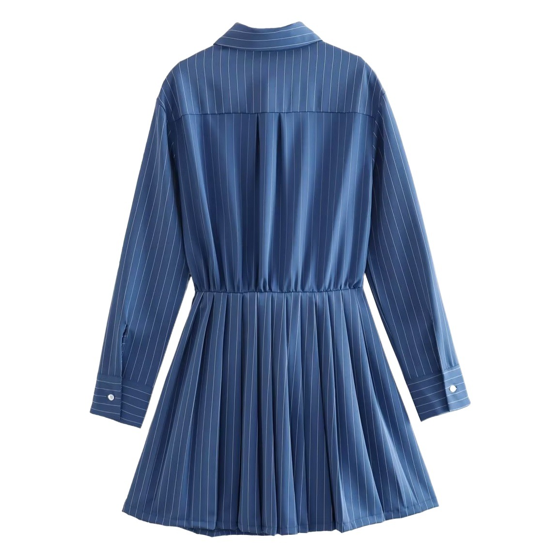 Foreign trade European and American style women's clothing wholesale 2023 Summer new design sense striped waist single breasted Shirt Dress