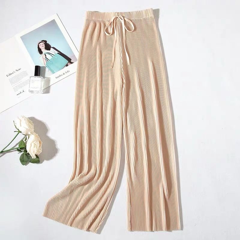 Picture of 2025 Drape Spring and Summer Loose Casual Trousers Chiffon Trousers Ice Silk Women's Pants Pleated Slim Wide Leg Pants Women's Wholesale