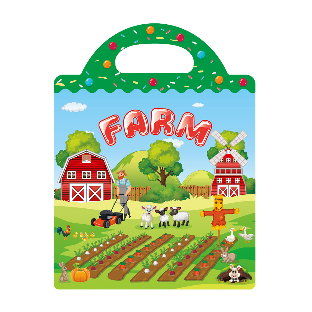 Picture of Cross-border DIY fun children's scene sticker book early education concentration training can be moved repeatedly paste quiet book