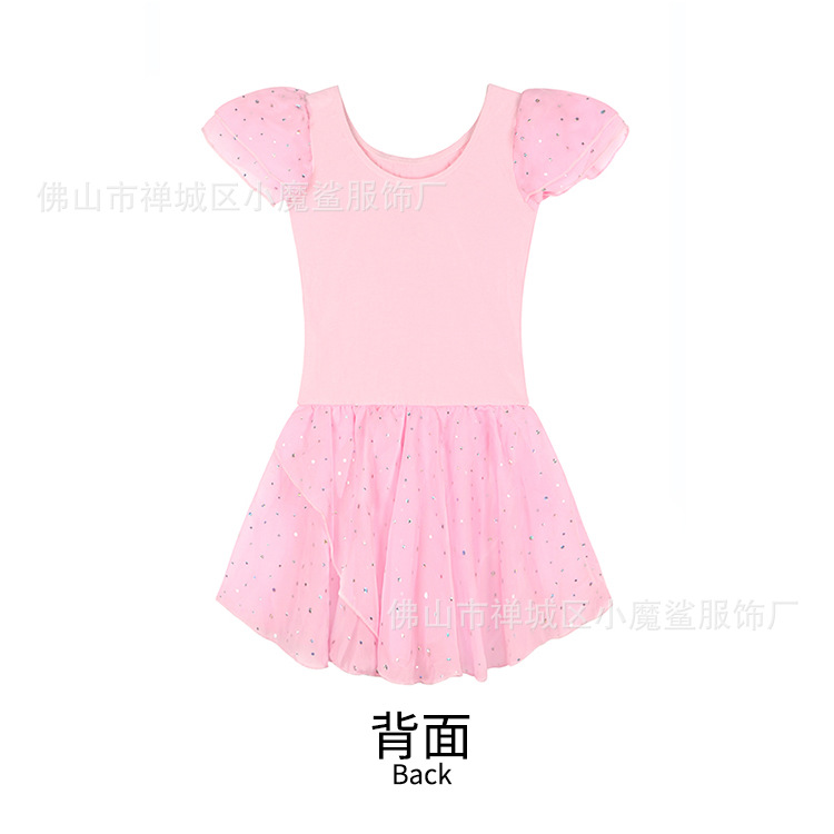 Picture of Girls' Pure Cotton Practice Clothes Ballet Skirt Wholesale Children's one-piece dance clothes spring and summer short sleeve sequin skirt