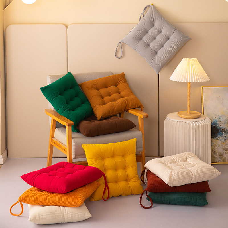 Corduroy Cushion Cross-Border Amazon Best-Selling Manufacturer Wholesale Four-Season Thickened Solid Color Corduroy Non-Slip Fart Chair Cushion