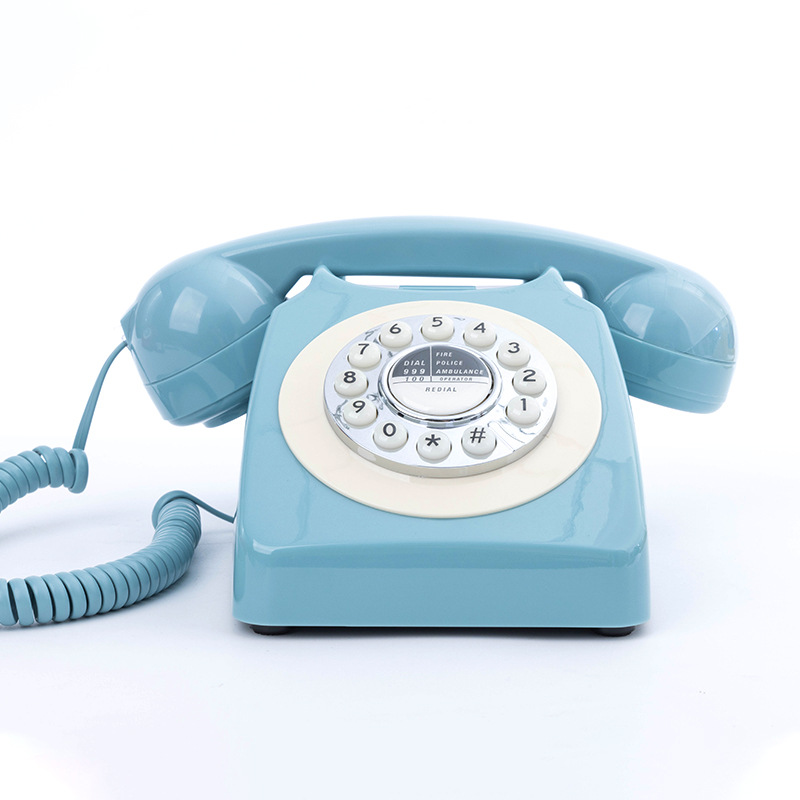 Picture of Telephone European Retro Style Home Antique Landline Old-Fashioned Telephone Office Antique American-Style Rotary Dial Telephone