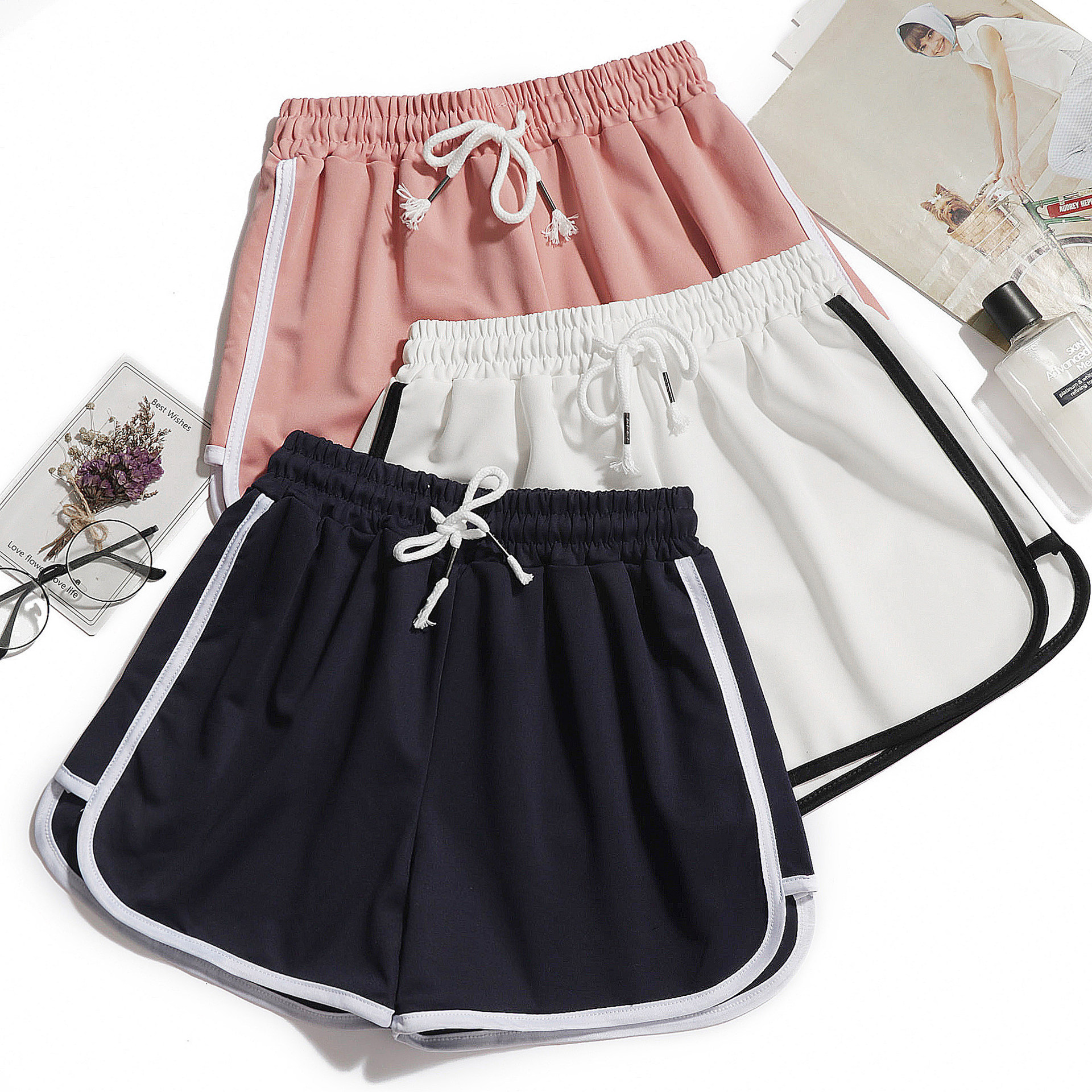Picture of Sports shorts women's summer outer wear mid waist casual loose quick-drying shorts slimming wide leg three pants yoga shorts