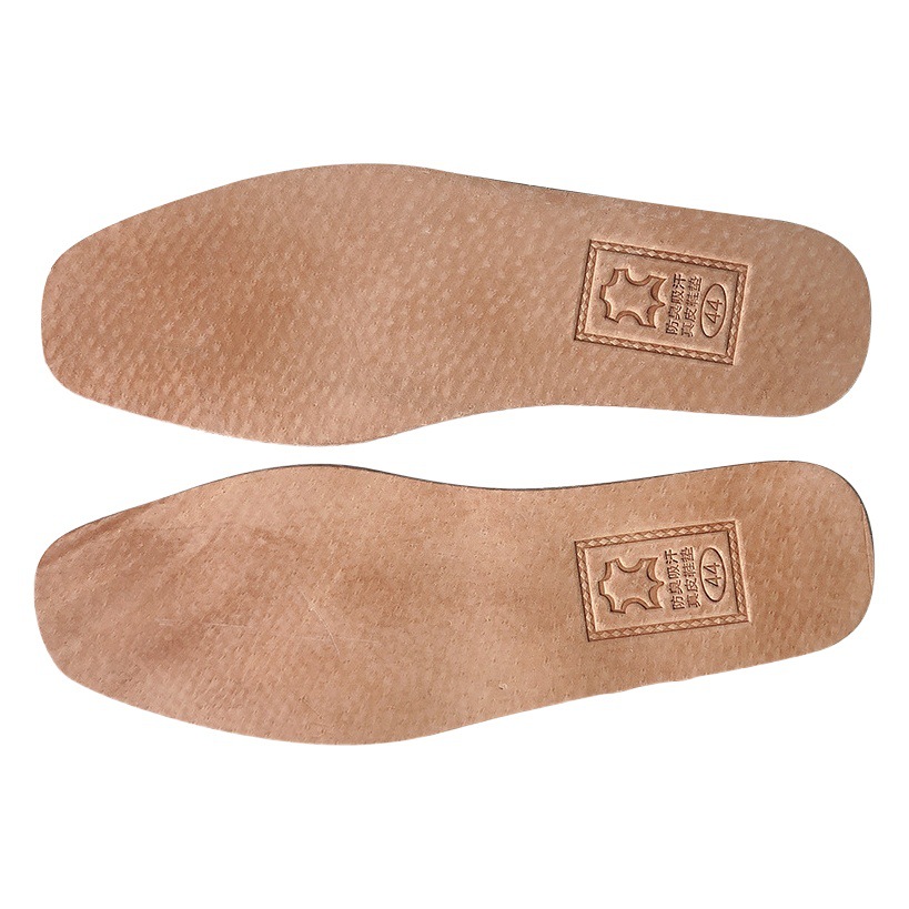 Genuine Leather Insoles, Sweat-Absorbent and Breathable Pigskin Insoles, Bull Head Print, Non-Porous Sports Shock-Absorbing Thickeneded Flat Insoles for Men and Women
