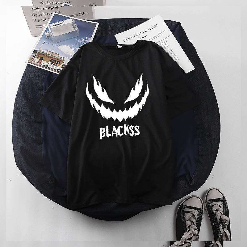 2022 real shot dark style T-shirt women's short sleeve loose T-shirt women's simple t-shirt women's clothing wholesale