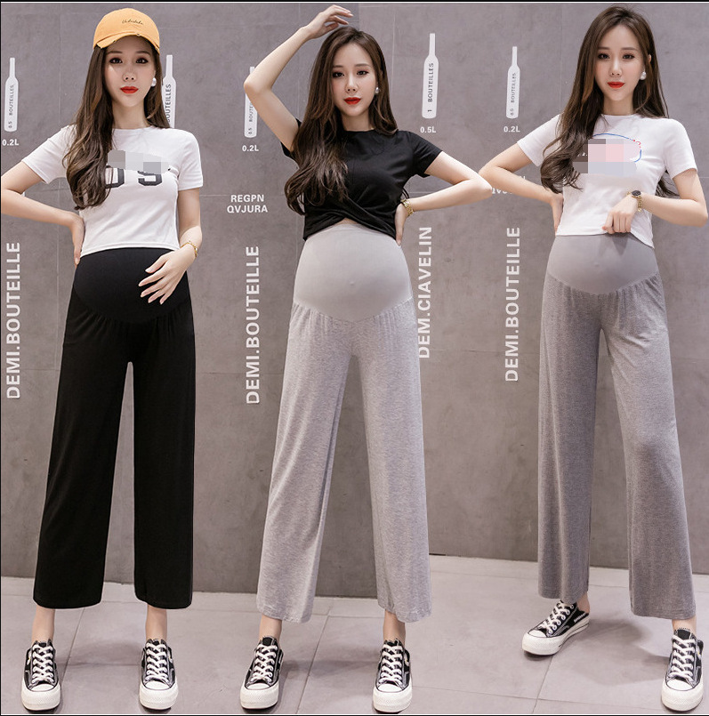 Picture of Maternity Pants, Fashionable Outerwear, Large Size Wide-Leg Belly-Supporting Leggings for Pregnancy, Summer Thin Style for Spring and Summer