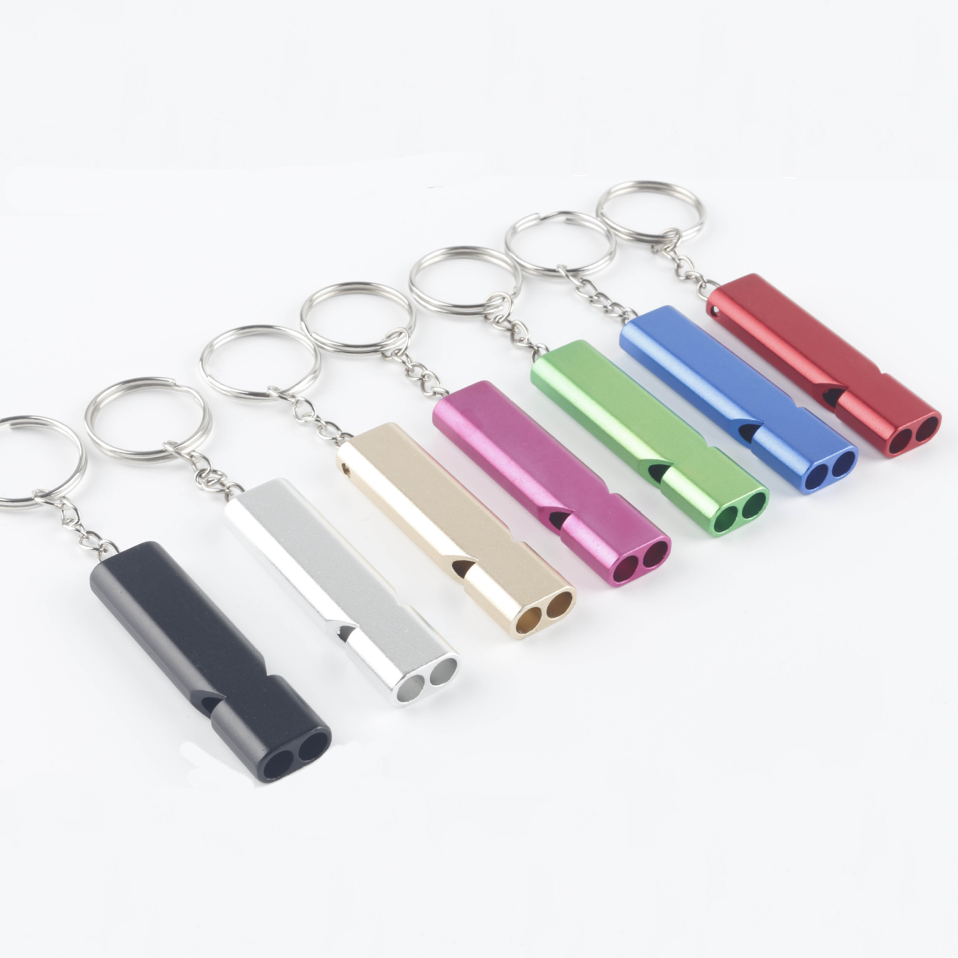 Picture of Aluminum Alloy dual-frequency survival whistle outdoor whistle double tube outdoor survival life-saving whistle equipment EDC worker