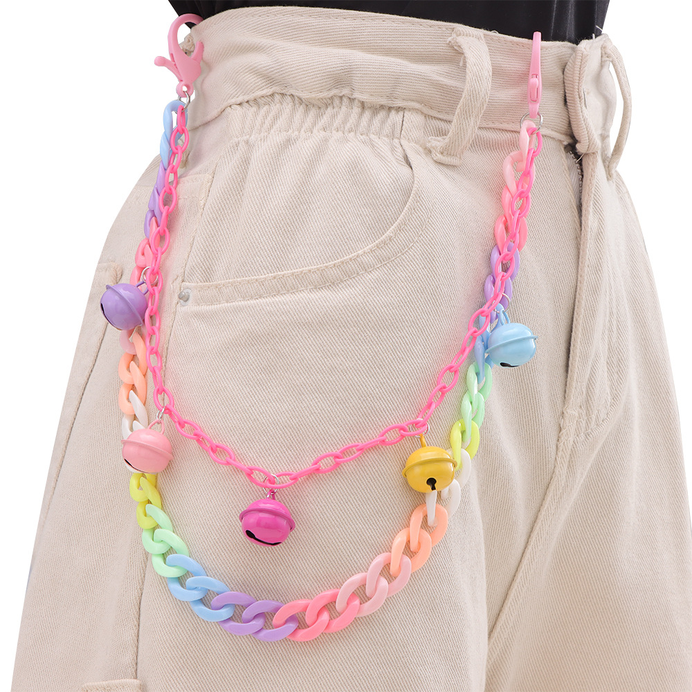 Acrylic Color Pants Chain Puppy Punk Rock Jeans Chain Bell Layered Hip Hop Mouth Colorful Plastic Buckle
