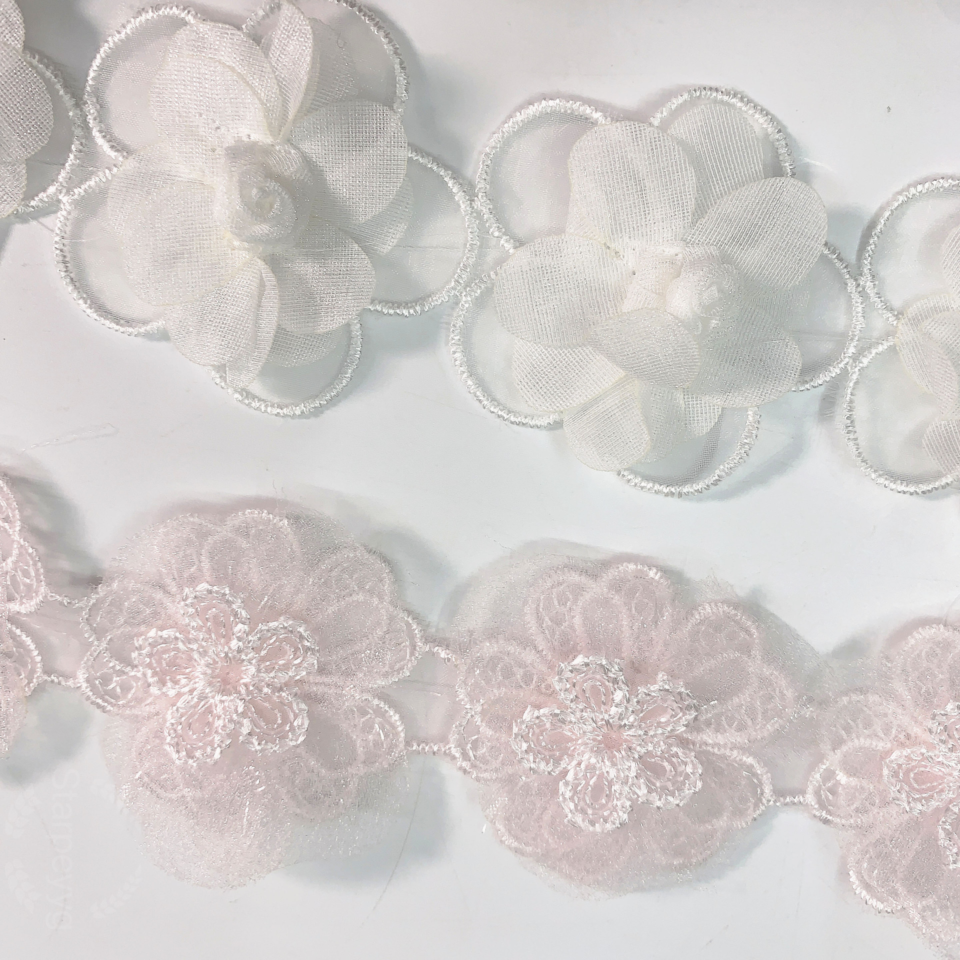 Fabric Stereo Bead Accessories DIY Wedding Dress Clothes Material Decorative Fabric Handmade Gauze Flower Lace Embroidery Lace
