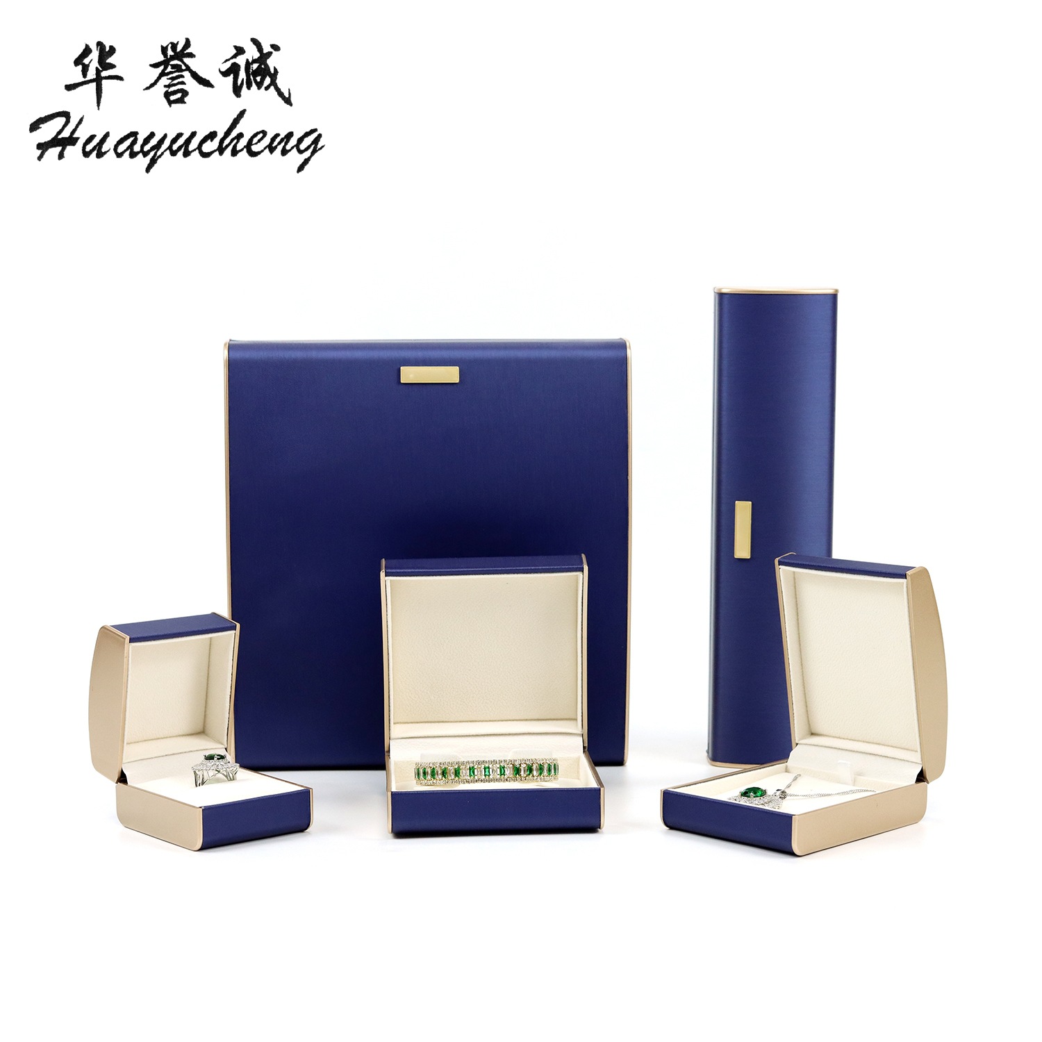 High-end brushed PU leather jewelry box advanced sense rain silk pattern ring box bracelet necklace jewelry packaging box gift box