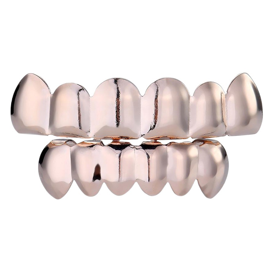 European and American Gold-Plated Teeth Hip-Hop Braces Glossy Gold Braces Singer Trendy Decorative Braces Grillz Halloween