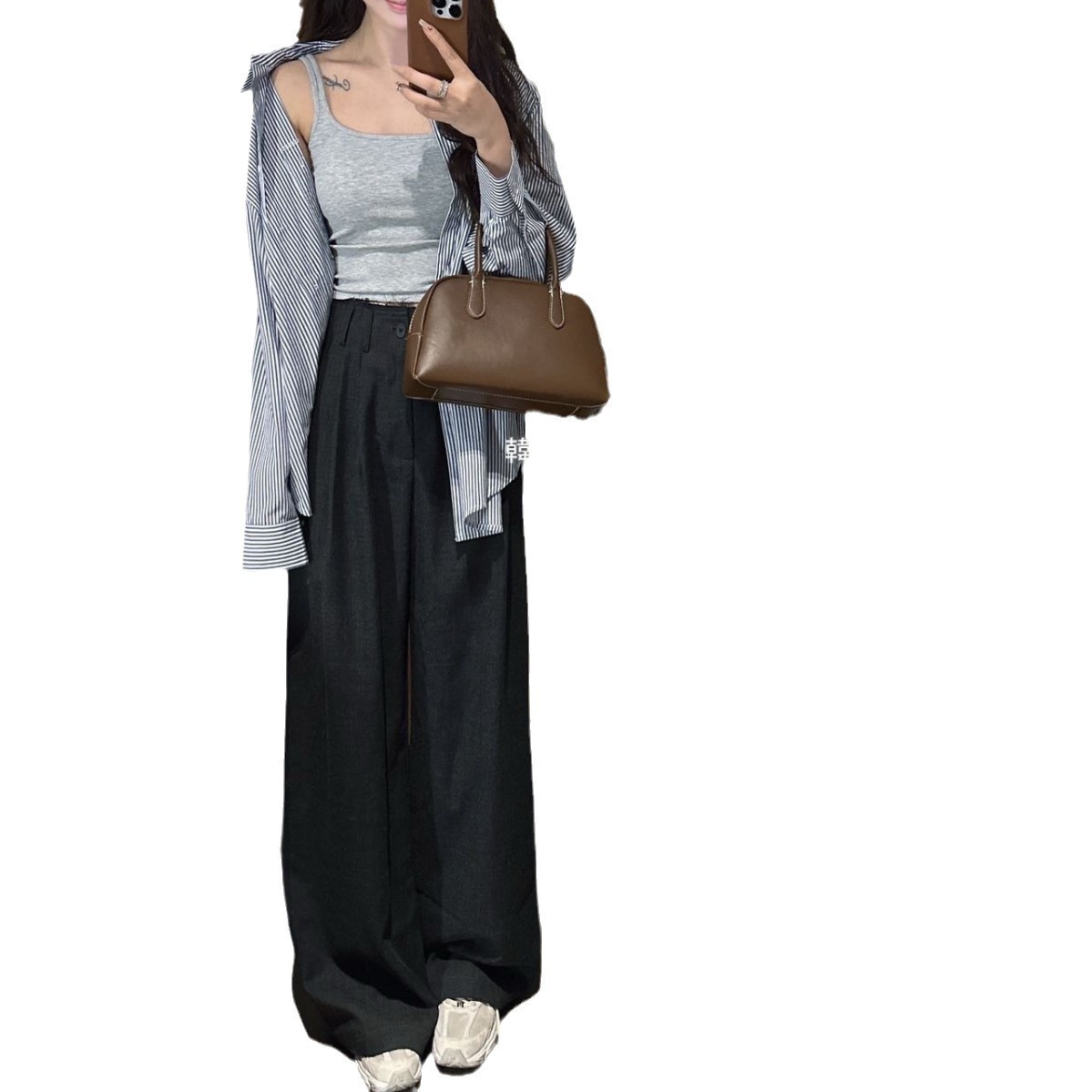 Picture of Hanshe 6612 thread small square collar one-piece Cup Vest Women's early spring slim fit inner wear outer wear slimming top