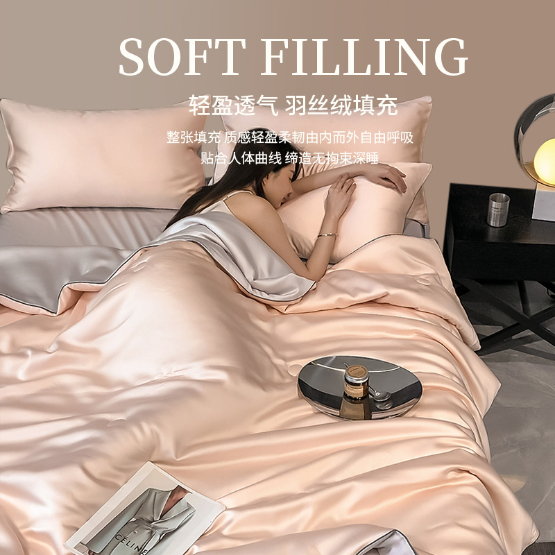 Picture of Lyocell Tencel Summer Quilt Summer Cooling Quilt Summer Cooling Ice Silk Air Conditioning Quilt Four-Piece Set Single Thin Quilt Machine Washable